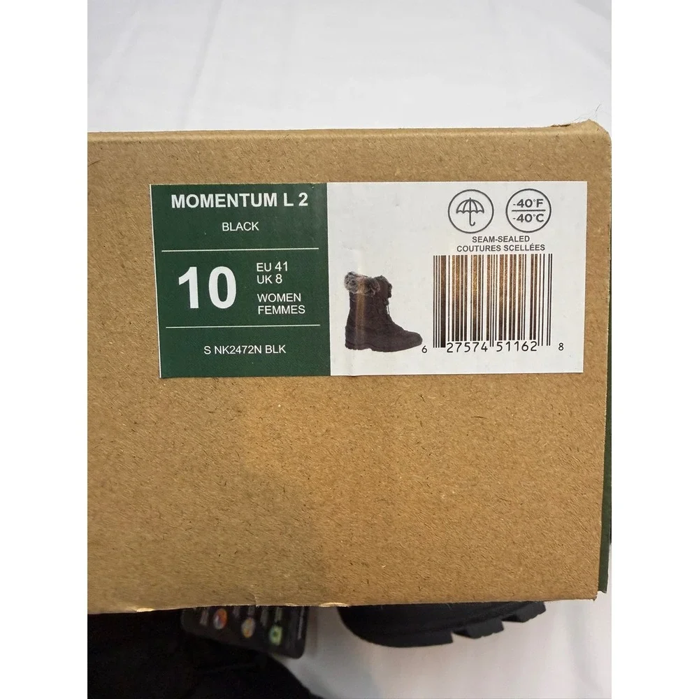KAMIK New $100 Momentum II Womens 10 Black Gray Tall Waterproof Winter Boots